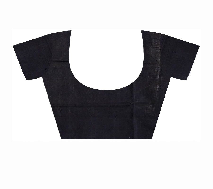 3D pattern with plain border and flowers design pallu in black and 3D colour sambalpuri saree. - Koshali Arts & Crafts Enterprise