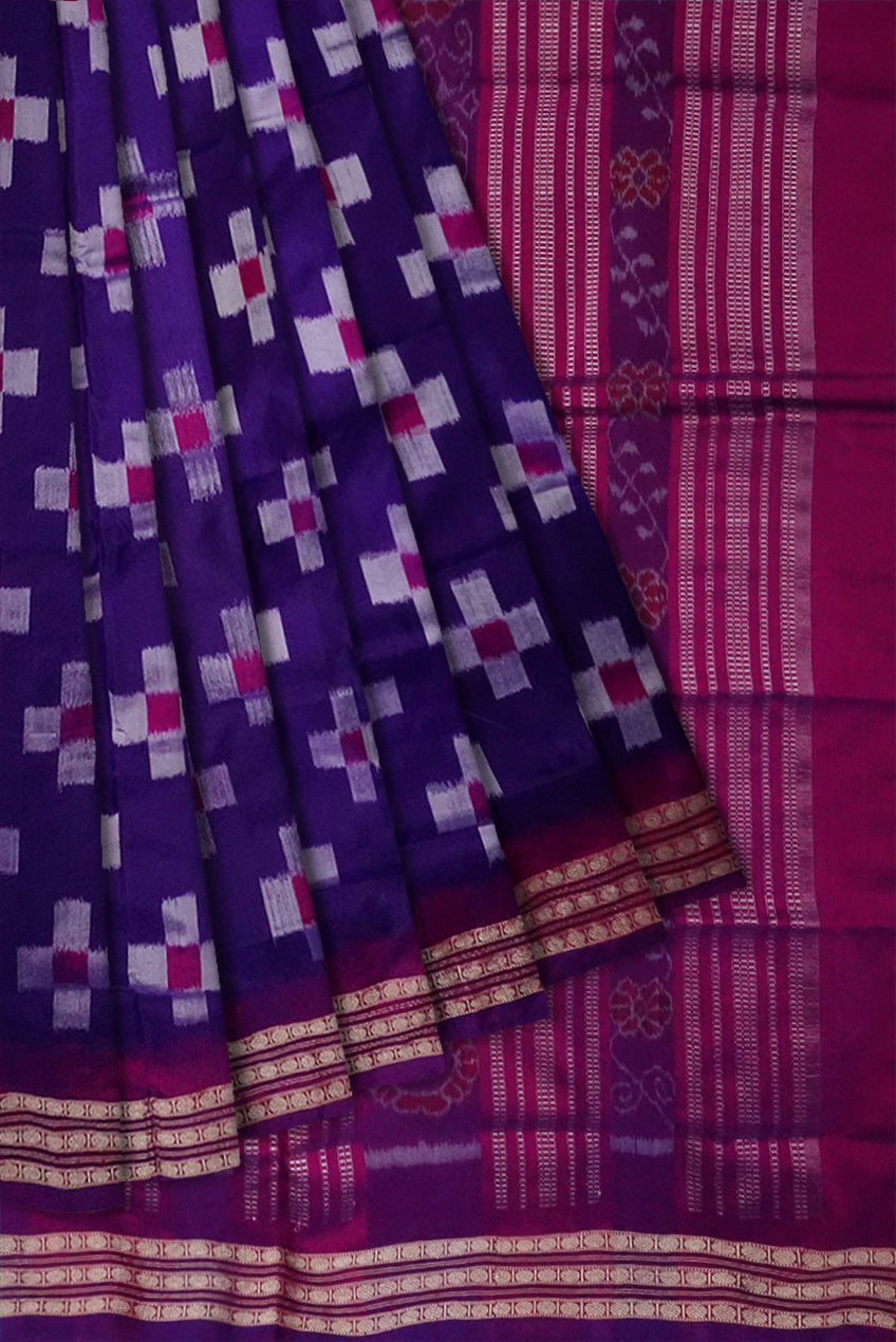 Purple & Dark pink color tara pattern pata saree. - Koshali Arts & Crafts Enterprise