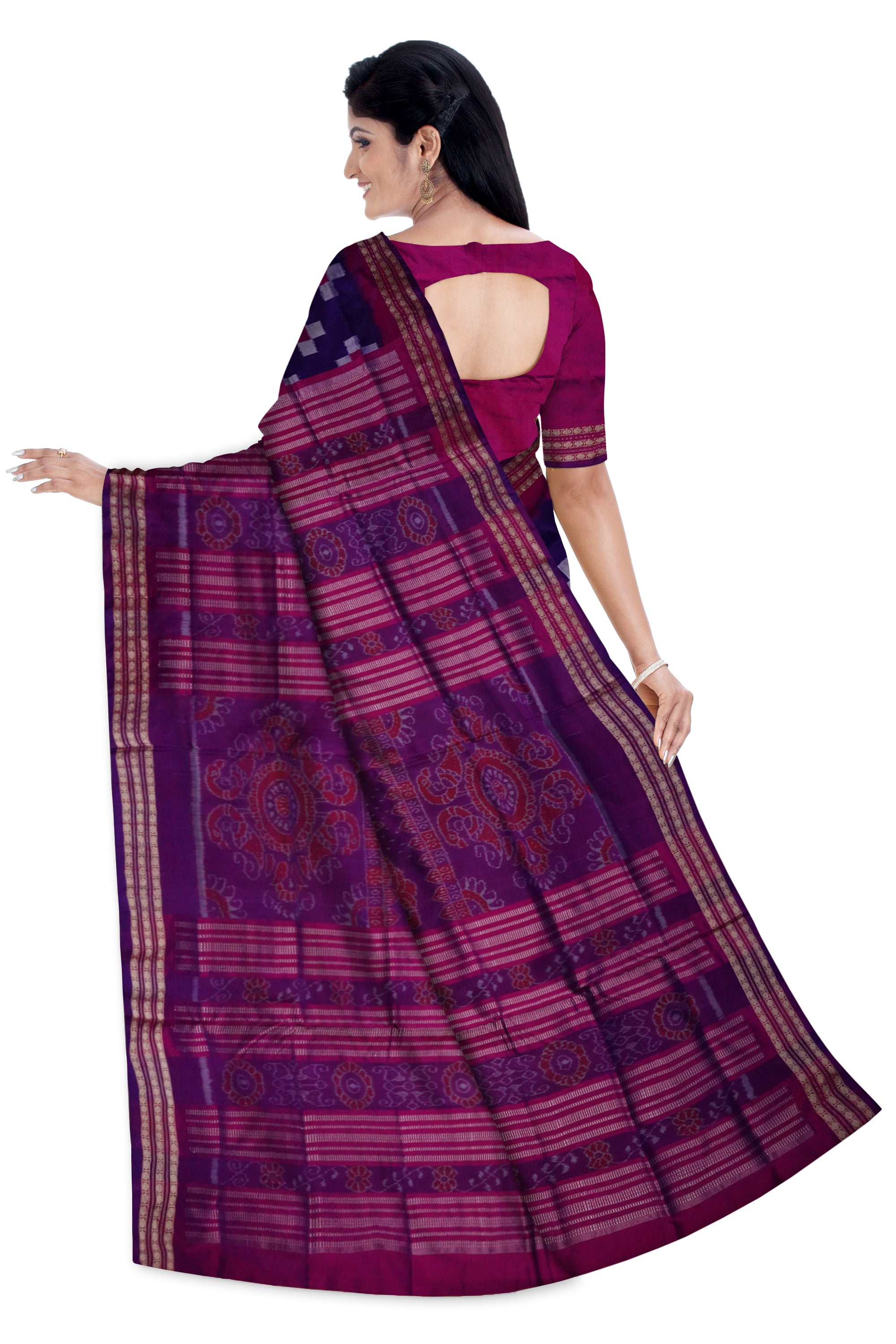 Purple & Dark pink color tara pattern pata saree. - Koshali Arts & Crafts Enterprise