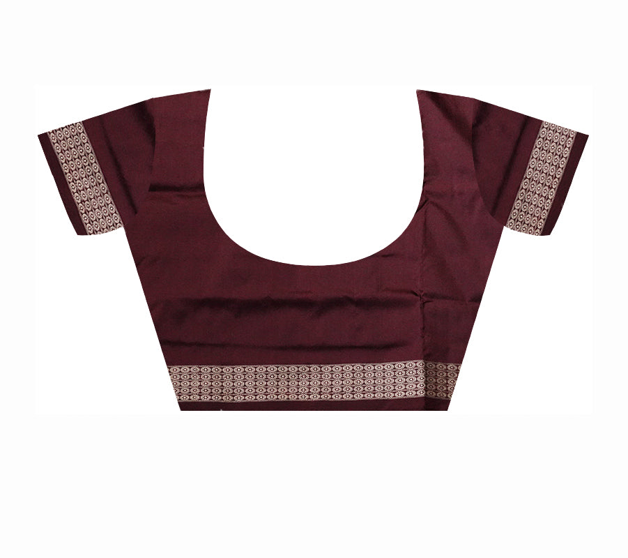 pasapali with shankha pattern pere pere design bandha pata saree in Maroon & Coffee color. - Koshali Arts & Crafts Enterprise