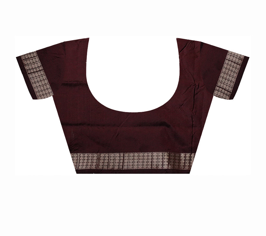 Maroon, Silver & Coffee color pasapali pattern pata saree. - Koshali Arts & Crafts Enterprise