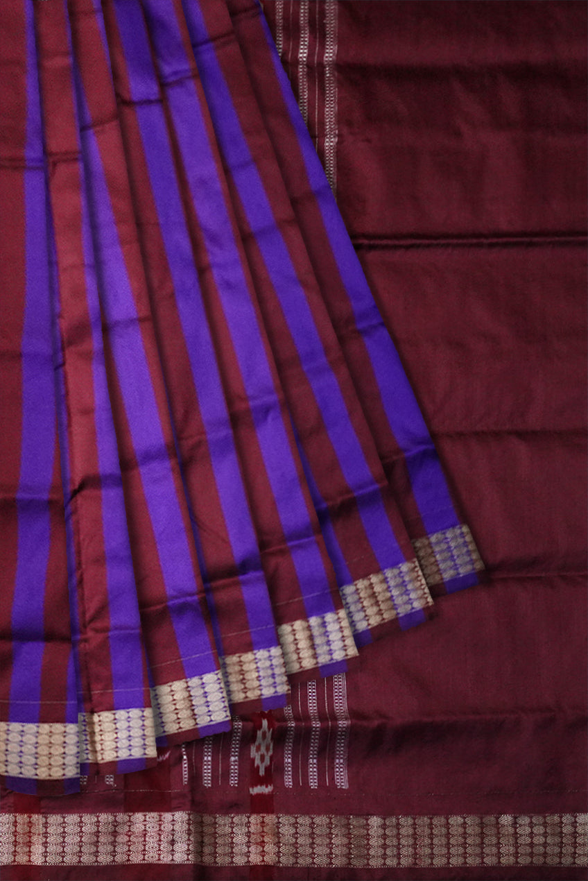 Copy of Blue & Maroon color pasapali pattern patli pata saree. - Koshali Arts & Crafts Enterprise