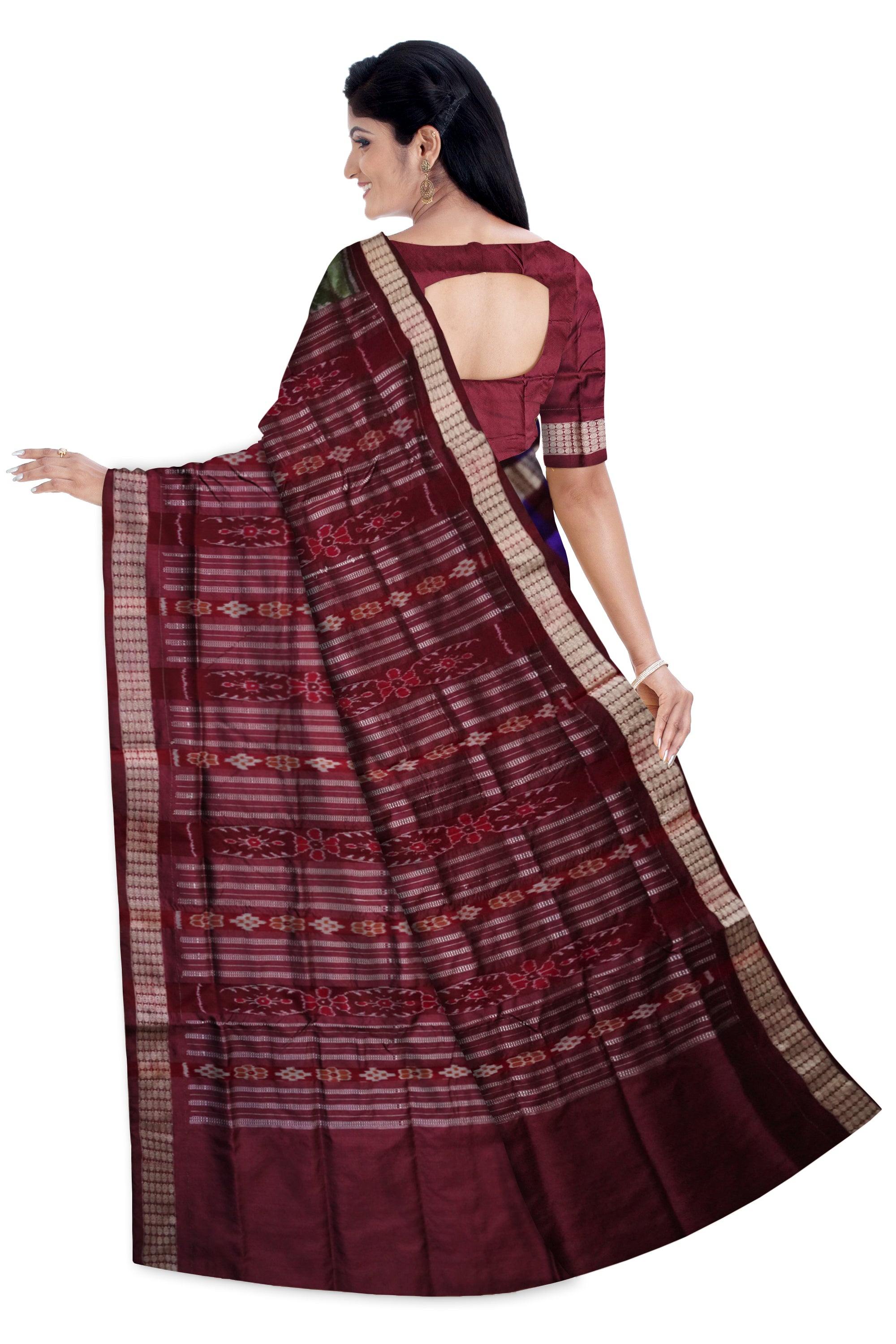 Copy of Blue & Maroon color pasapali pattern patli pata saree. - Koshali Arts & Crafts Enterprise