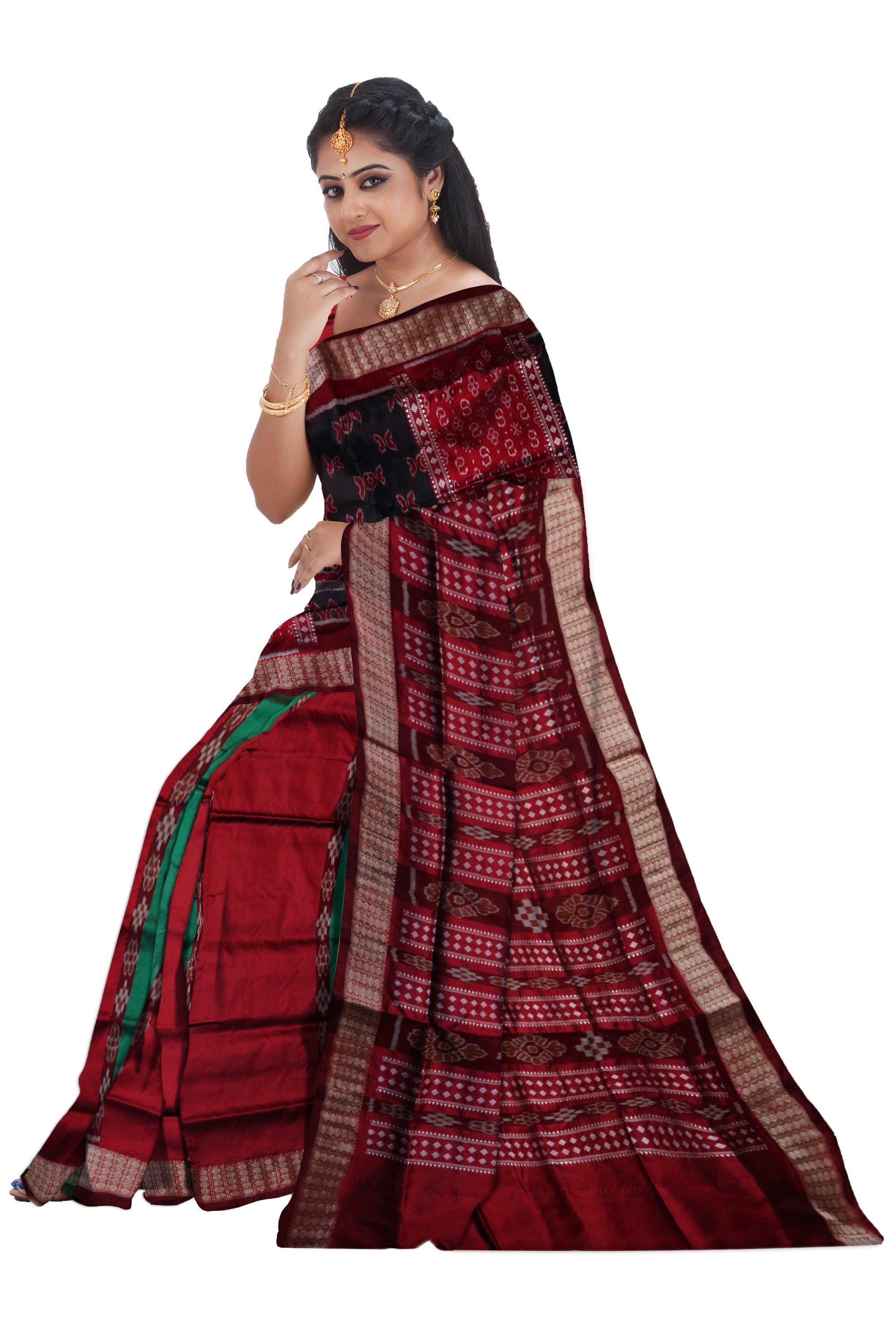 Copy of Blue & Maroon color pasapali pattern patli pata saree. - Koshali Arts & Crafts Enterprise
