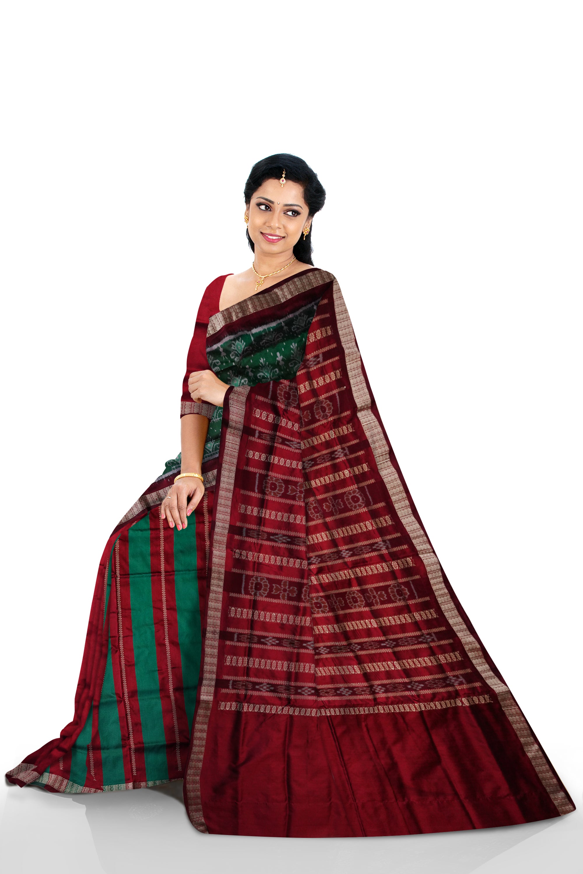 Copy of Blue & Maroon color pasapali pattern patli pata saree. - Koshali Arts & Crafts Enterprise