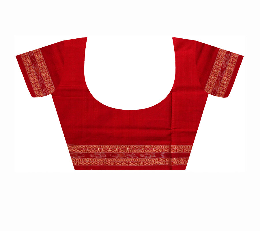 Peacock bandha with Pasapali pattern full body work sambalpuri cotton saree in Black and Red color. - Koshali Arts & Crafts Enterprise