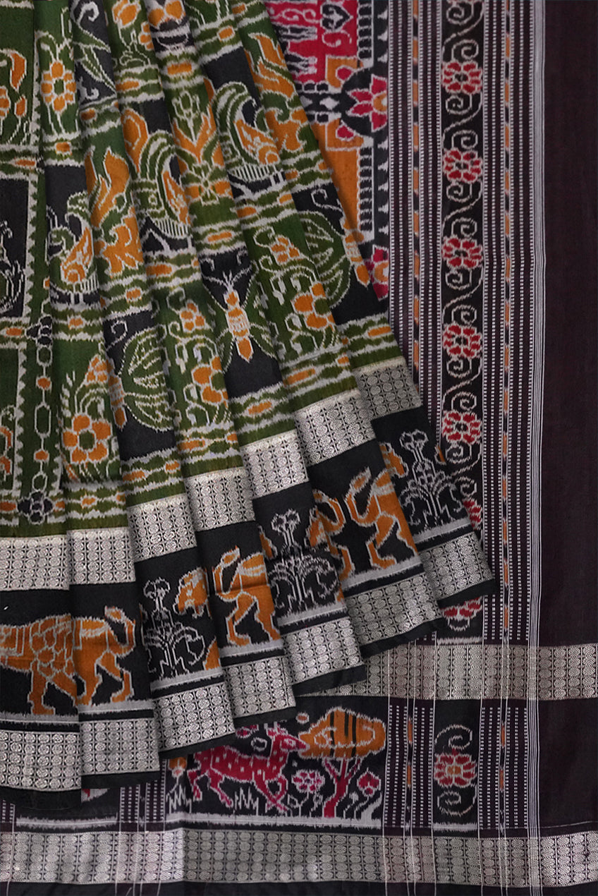 Copy of Yellow and marron color Sambalpuri cotton saree with big border. - Koshali Arts & Crafts Enterprise