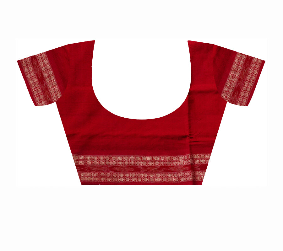 Dandiya and marriage culture work on full body sambalpuri pure cotton saree in coffee, red and orange. - Koshali Arts & Crafts Enterprise