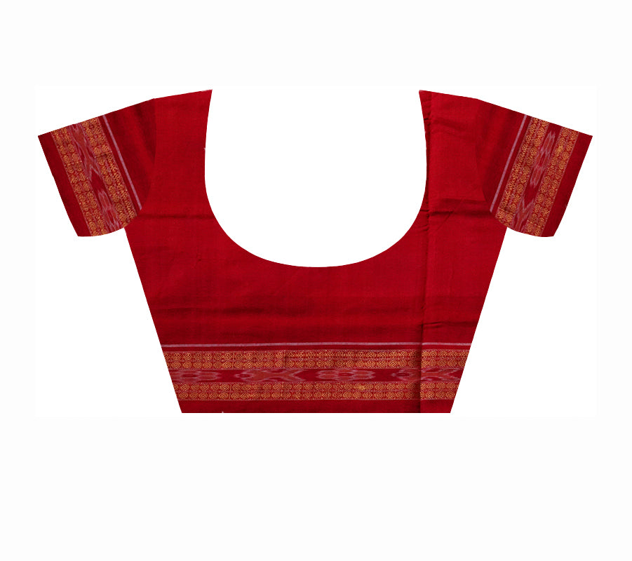 Yellow and Red color parrot design Sambalpuri pure cotton saree. - Koshali Arts & Crafts Enterprise
