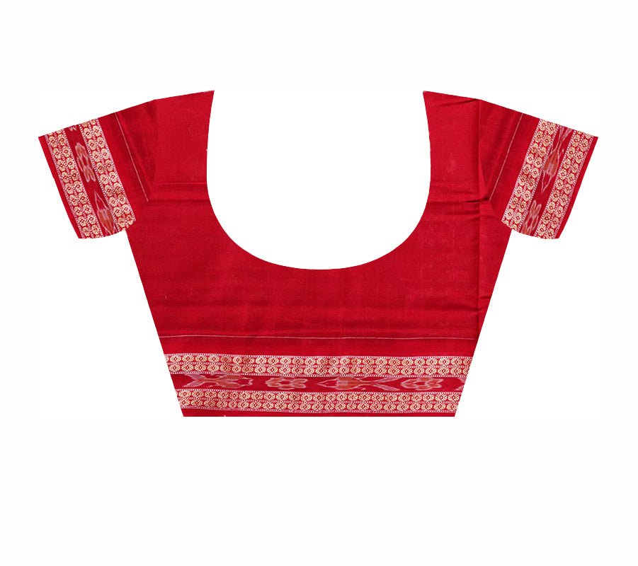 Black and Red color traditional peacock design Sambalpuri pure cotton saree. - Koshali Arts & Crafts Enterprise