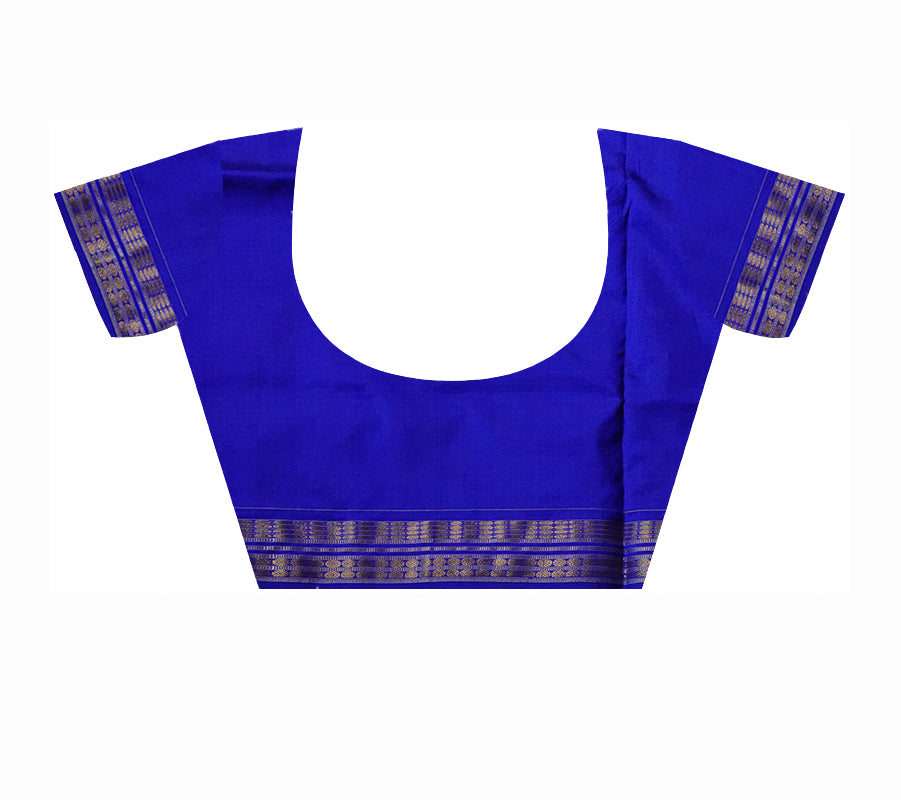 Orange and Blue color terracotta with odishi dance pattern sambalpuri Tissue silk pata saree . - Koshali Arts & Crafts Enterprise