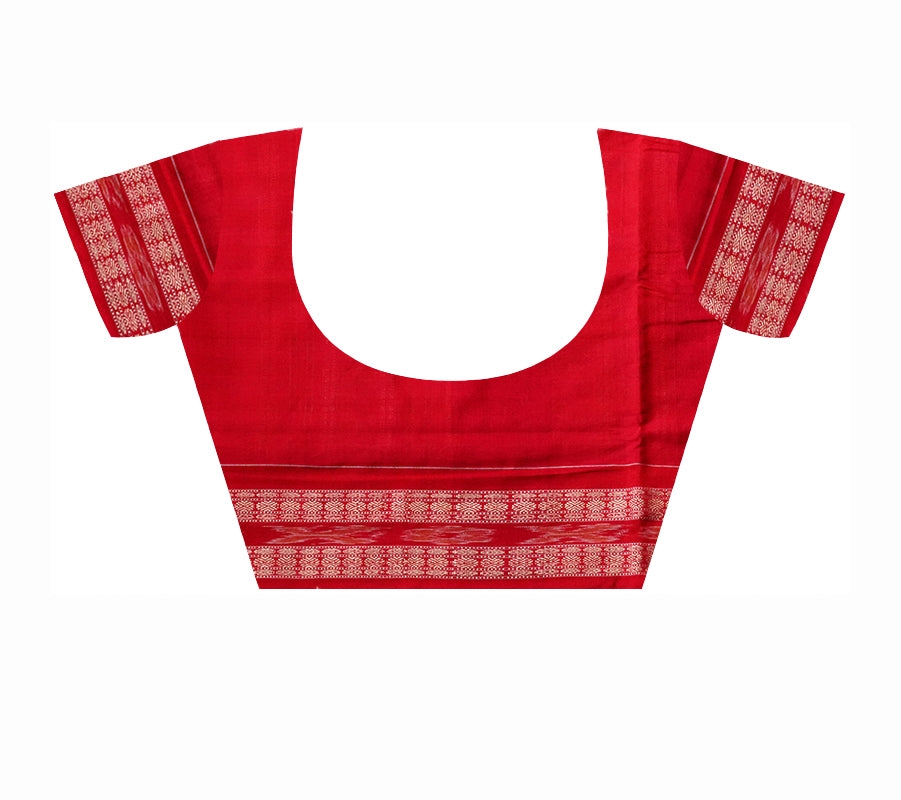 Beautiful tree with kalash pattern Red and Black Sambalpuri cotton saree. - Koshali Arts & Crafts Enterprise