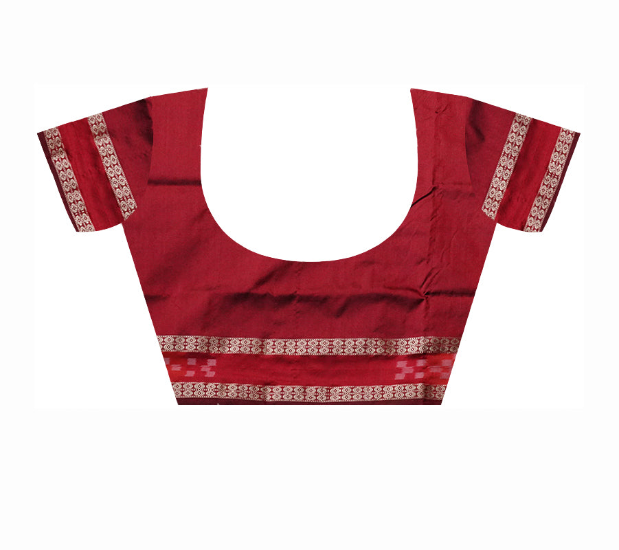 Whole body terracotta with border pasapali pattern Sambalpuri pata saree in Maroon and Coffee color. - Koshali Arts & Crafts Enterprise