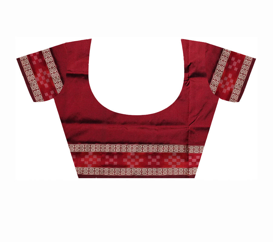 Full body terracotta with border Pasapali pattern Sambalpuri pata saree in Green and Maroon color. - Koshali Arts & Crafts Enterprise