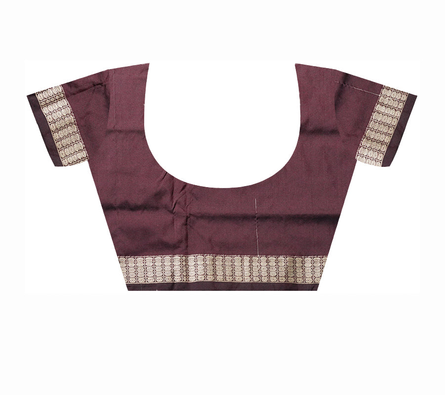 Terracotta with Pasapali pattern patli design Sambalpuri pata saree in Green and Coffee color. - Koshali Arts & Crafts Enterprise