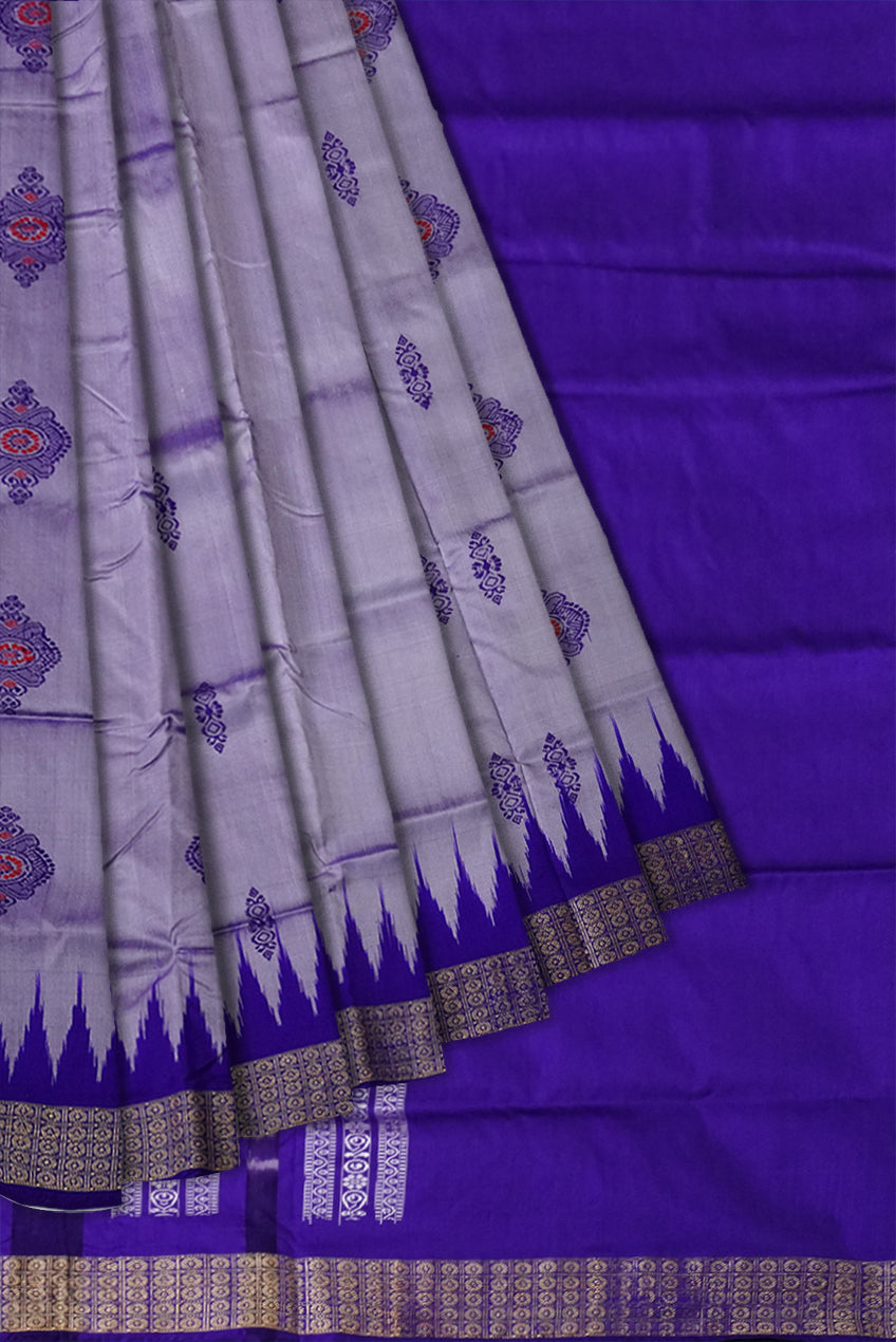 Silver and Purple Padma pata saree, versatile for all occasions. - Koshali Arts & Crafts Enterprise