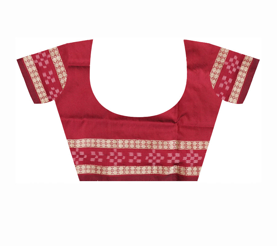 Green & maroon pasapali saree, small booty body, peacock pallu. - Koshali Arts & Crafts Enterprise