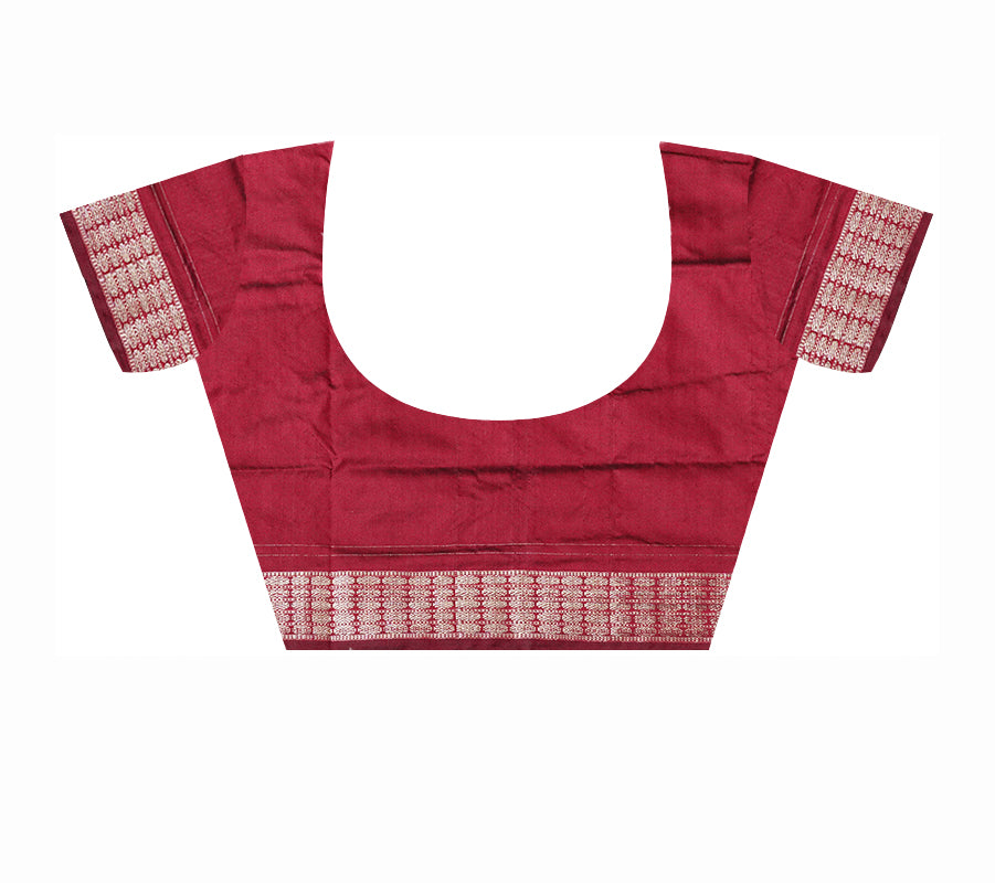 Sky-blue and maroon pasapali saree, peacock with flowers pallu. - Koshali Arts & Crafts Enterprise