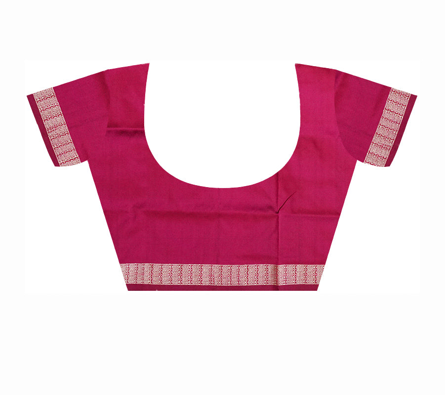 Rani pink & Peach color half half design terracotta pattern patli pata saree. - Koshali Arts & Crafts Enterprise