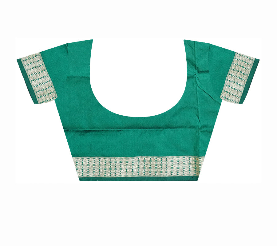 Maroon and Green color terracotta with flowers design half half patli pata saree with bandha pallu. - Koshali Arts & Crafts Enterprise