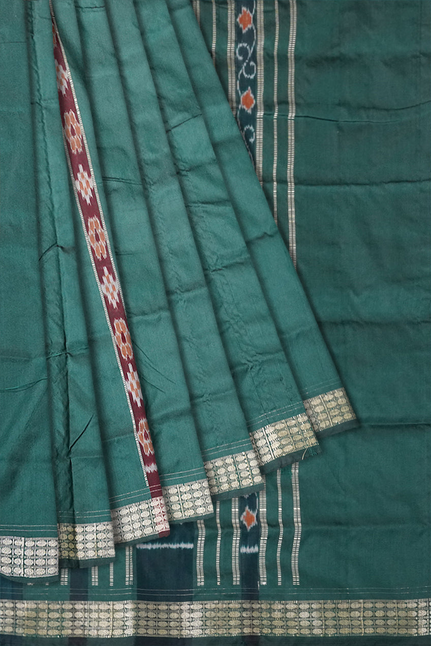 Pink and green terracotta patli Sambalpuri saree, versatile for all occasions. - Koshali Arts & Crafts Enterprise