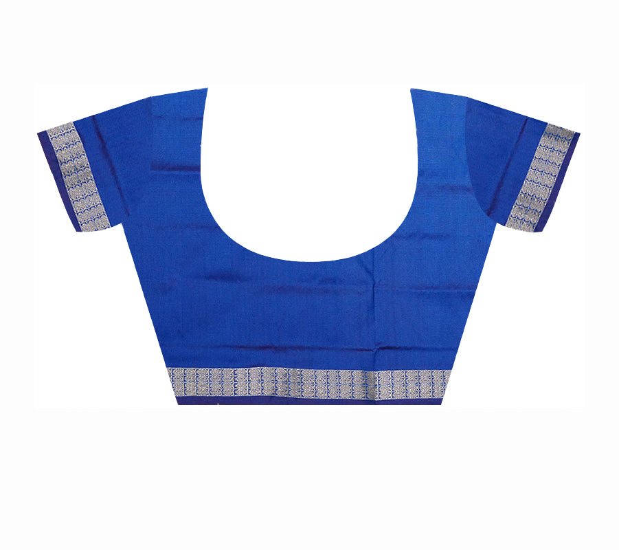 Purple and Blue terracotta patli pata saree with floral pattern, includes matching blouse for a coordinated ensemble. - Koshali Arts & Crafts Enterprise