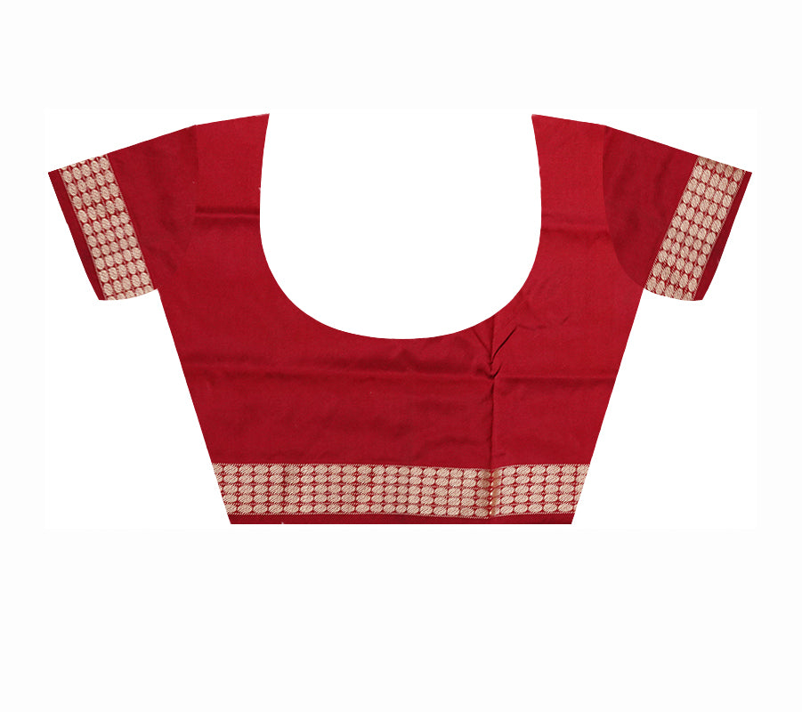 Pasapali with Bomkei body silver and maroon , rudraksha border, pallu work, and matching blouse piece create a harmonious and elegant ensemble. - Koshali Arts & Crafts Enterprise