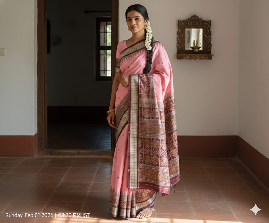 PINK PURE PATA SAREE