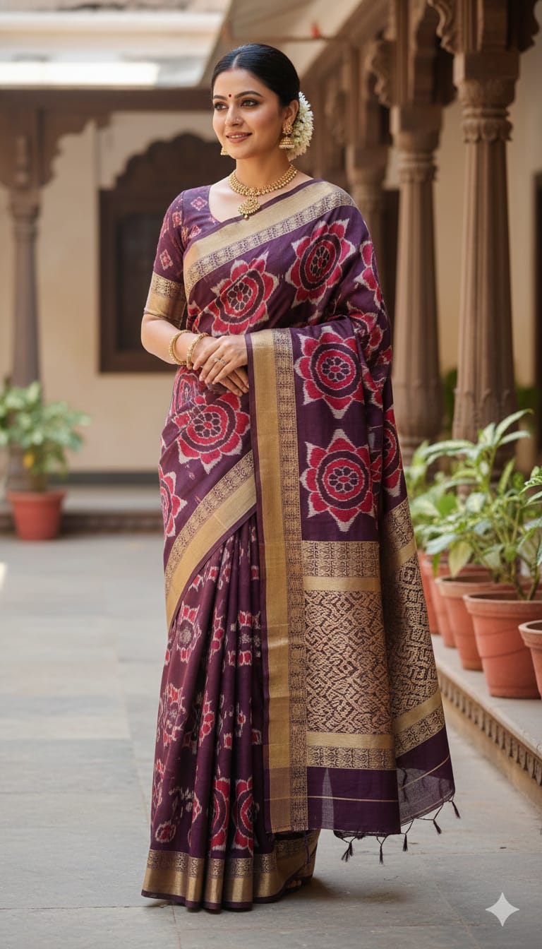 Purple-Red Koshal Grandeu SAREE