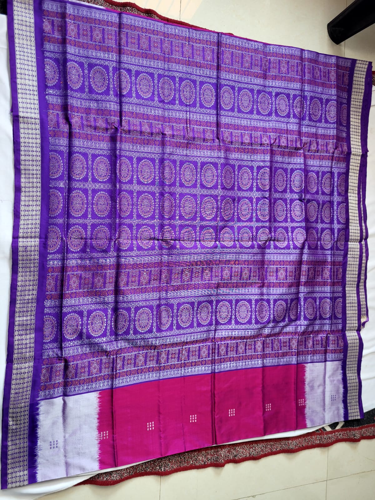 Pink and Violet color sambalpuri pasapali pata saree. - Koshali Arts & Crafts Enterprise
