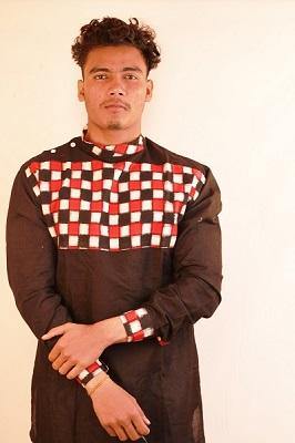 Sambalpuri Designer Kurta in Black, Red & White Color - Koshali Arts & Crafts Enterprise