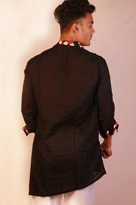 Sambalpuri Designer Kurta in Black, Red & White Color - Koshali Arts & Crafts Enterprise