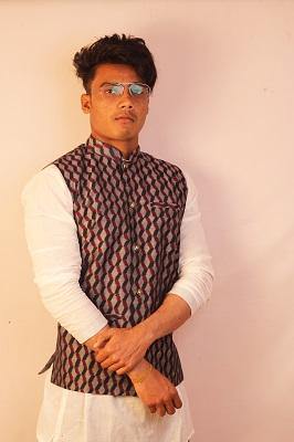 Sambalpuri Designer Gents Half Jacket in Silver, black & Maroon Color - Koshali Arts & Crafts Enterprise