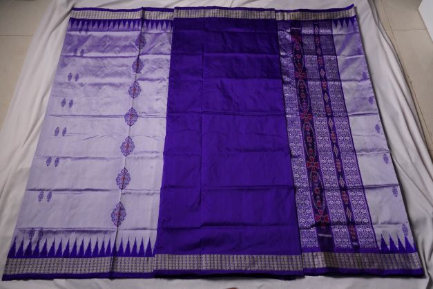 Silver & Purple color padma pata saree. - Koshali Arts & Crafts Enterprise