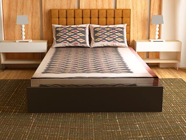 Double Bedsheet with Pillow Covers in Black color| - Koshali Arts & Crafts Enterprise