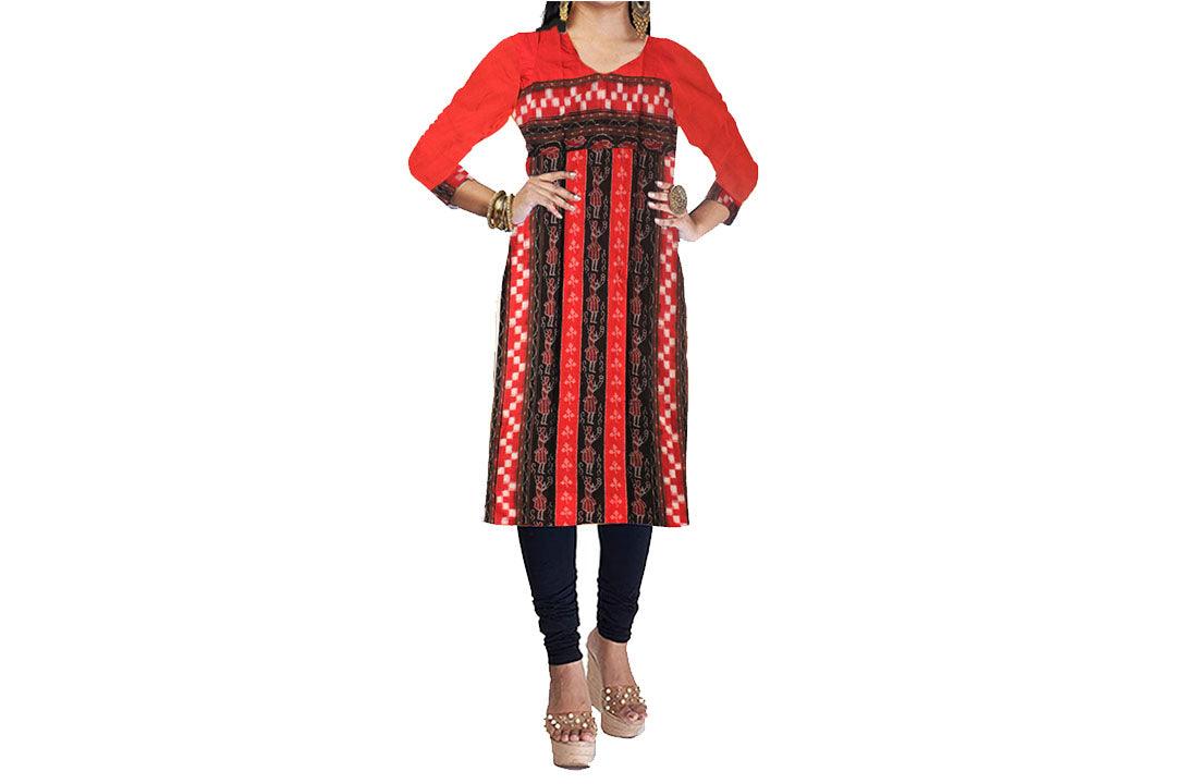 Sambalpuri Designer Dress in red and maroon Color. - Koshali Arts & Crafts Enterprise