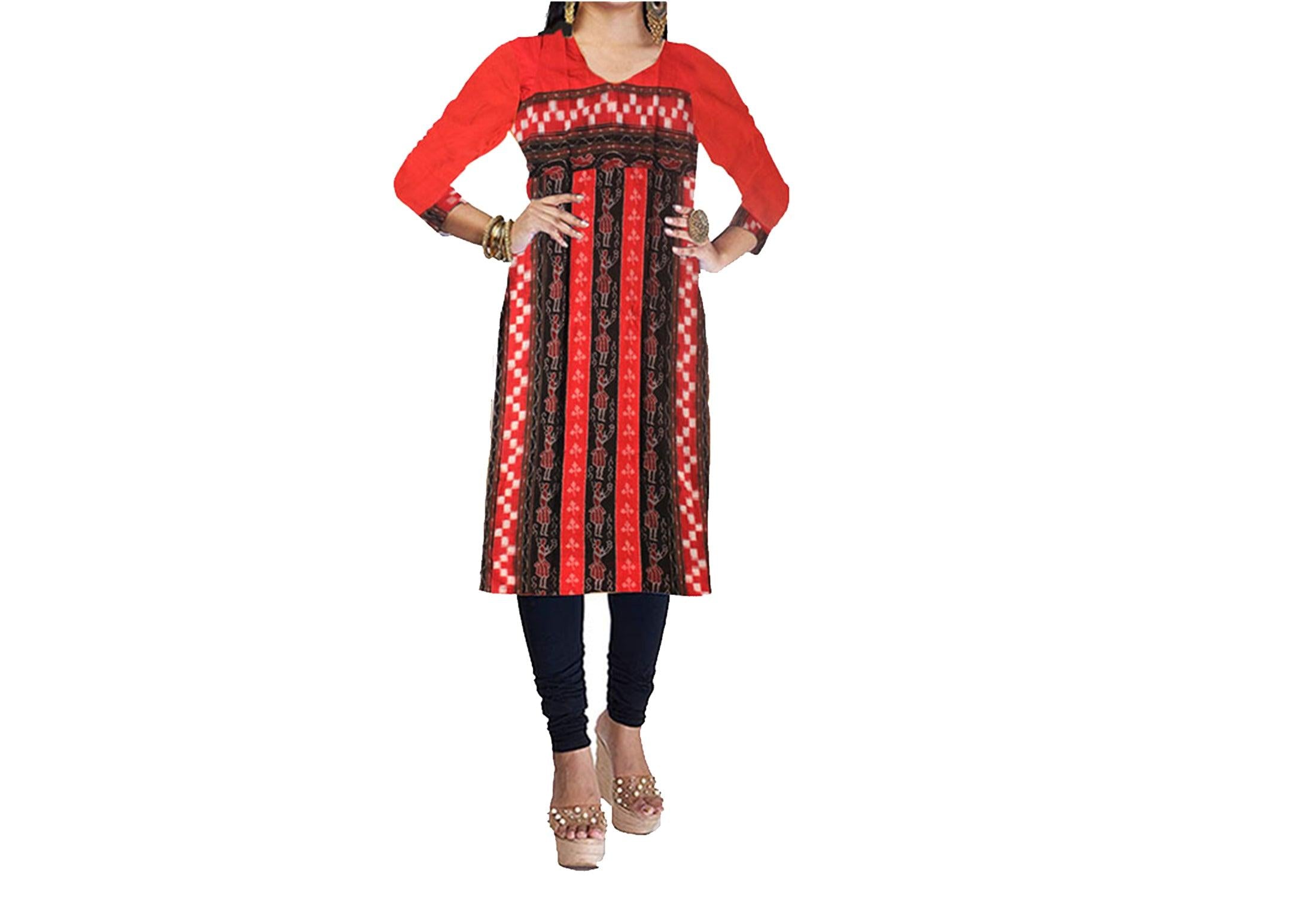 Maroon and Brown color scenery print Pata saree with blouse piece - Koshali Arts & Crafts Enterprise