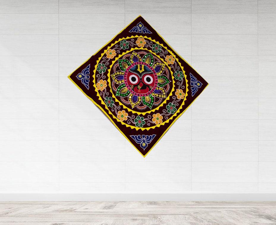 Sri Jagannath Applique In Brown Color - Koshali Arts & Crafts Enterprise