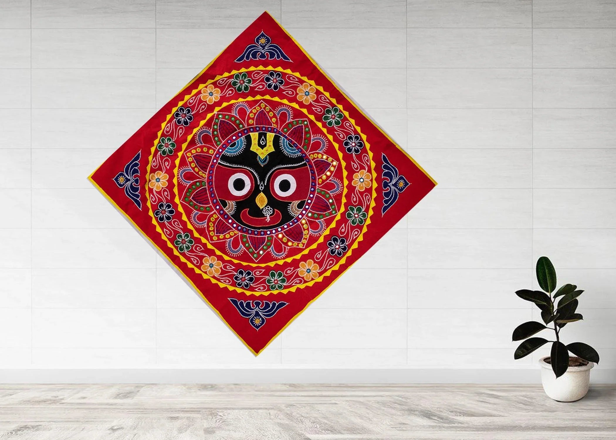 beautiful Jagannath design chandua in red colour - Koshali Arts & Crafts Enterprise