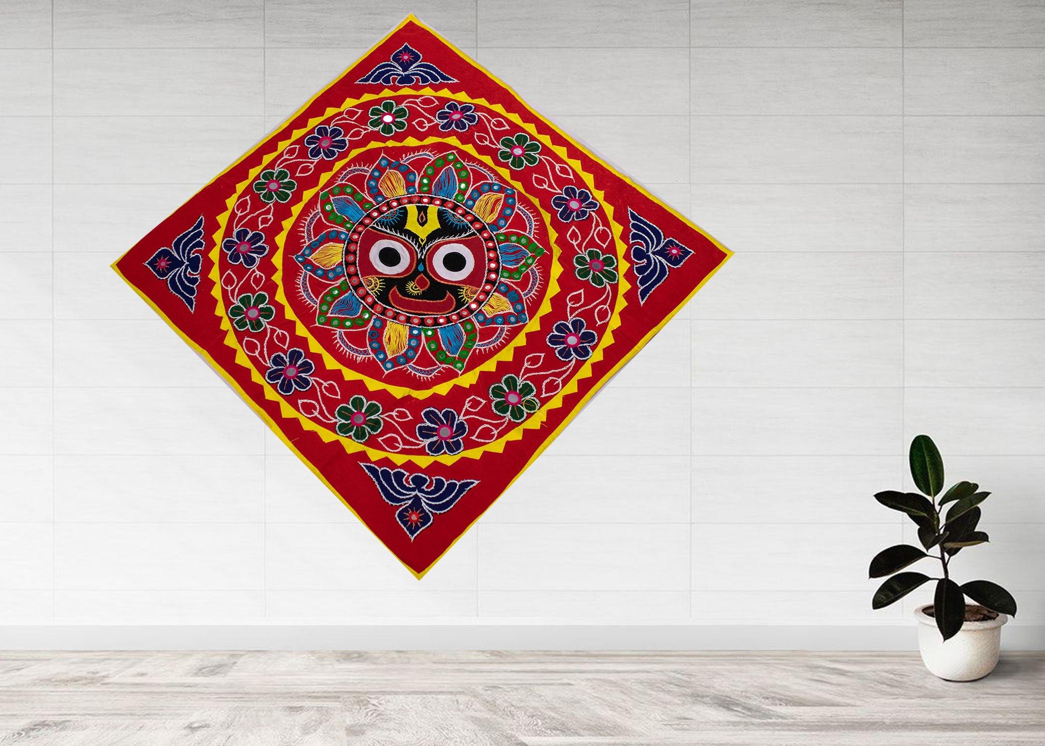 Sri Jagannath Pipli Applique in Red - Koshali Arts & Crafts Enterprise