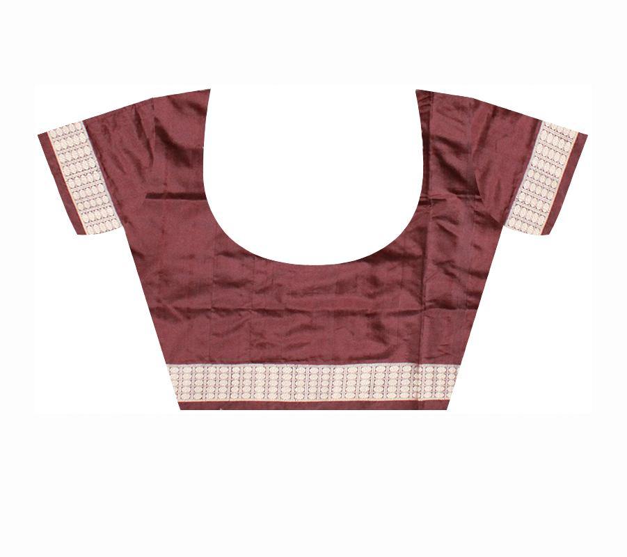 Red Color Bomkei print Patli Pata Saree With Blouse Piece. - Koshali Arts & Crafts Enterprise