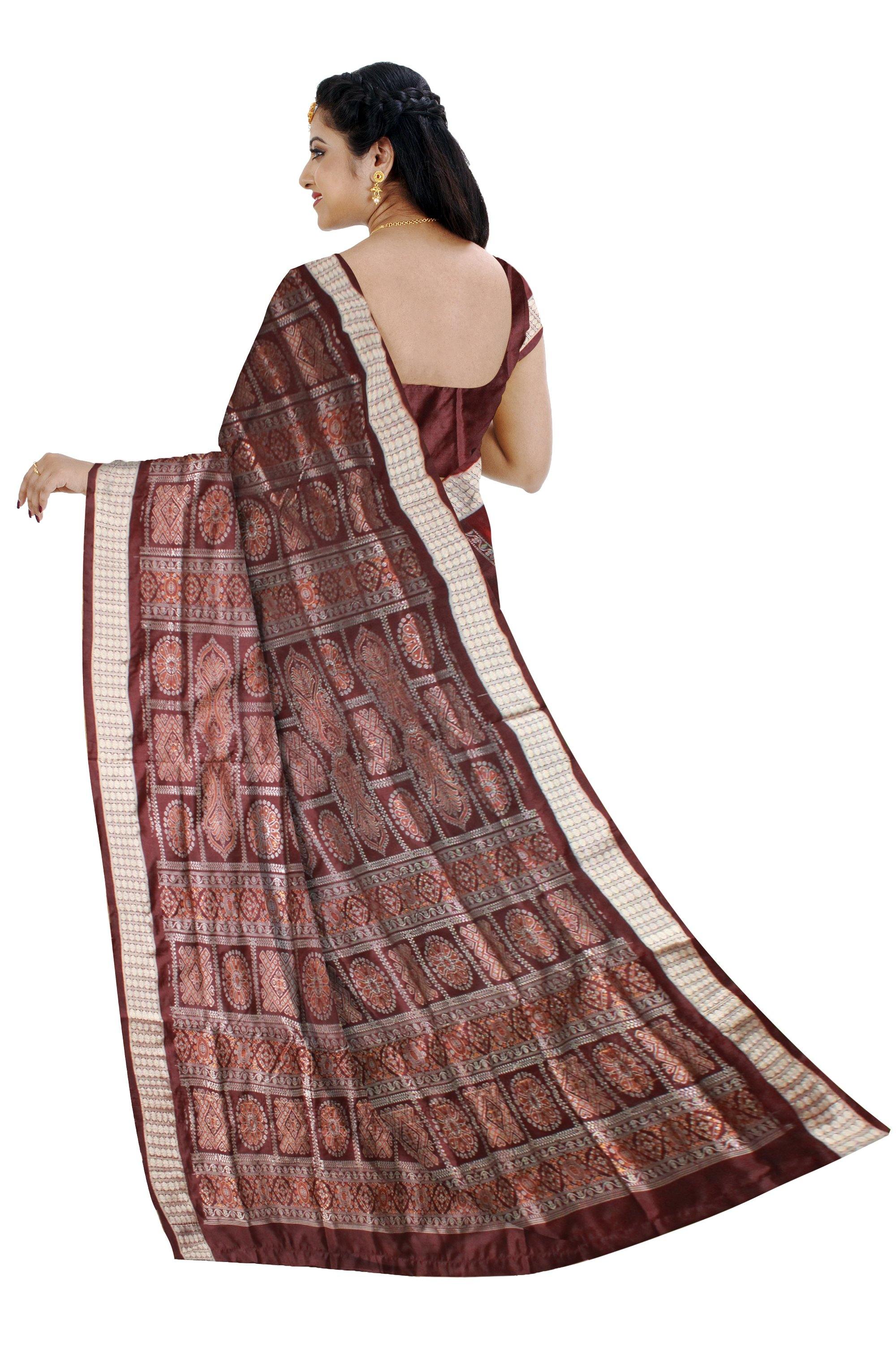 Red Color Bomkei print Patli Pata Saree With Blouse Piece. - Koshali Arts & Crafts Enterprise