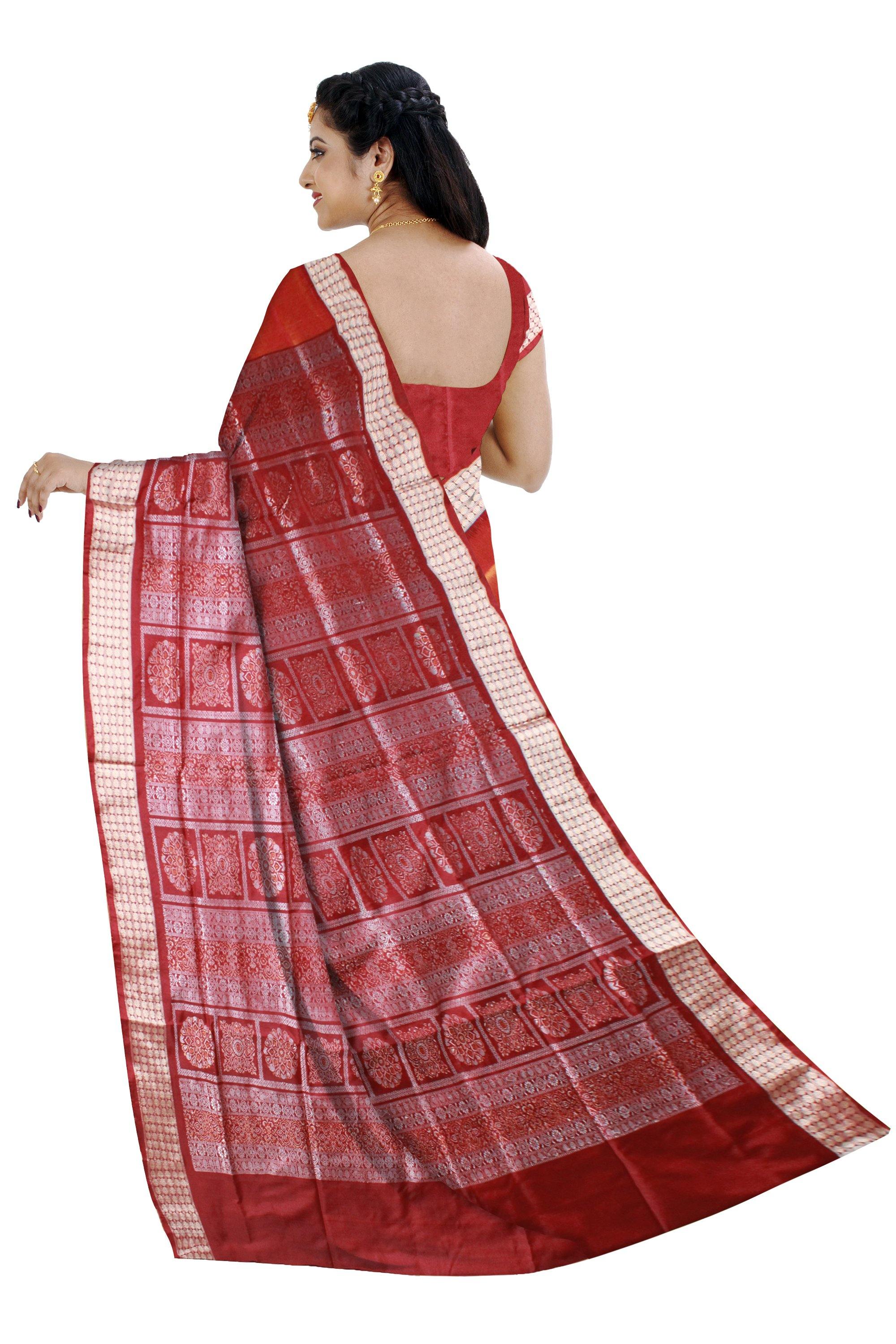 Pink Color Sapta Print Pata Saree With Blouse piece. - Koshali Arts & Crafts Enterprise