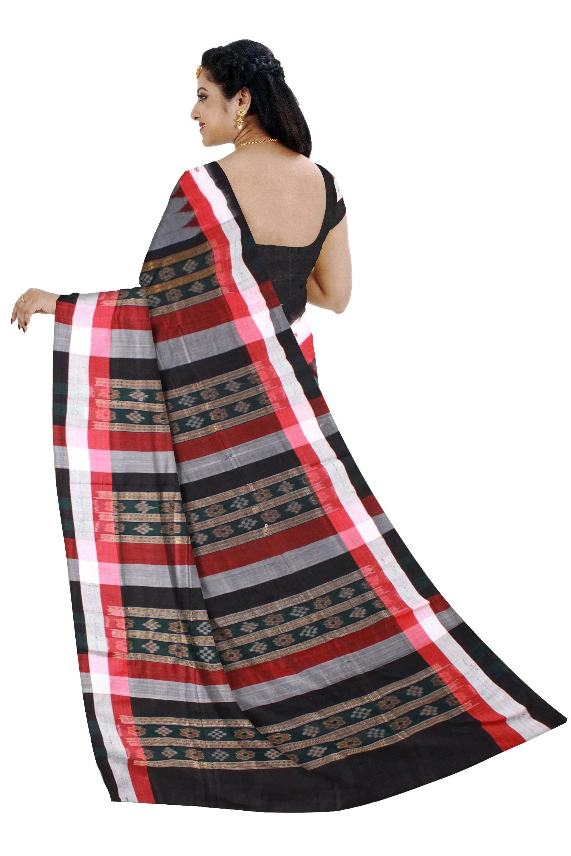 Exclusive Sambalpuri Kargil saree with flower print Maroon color with blouse piece - Koshali Arts & Crafts Enterprise