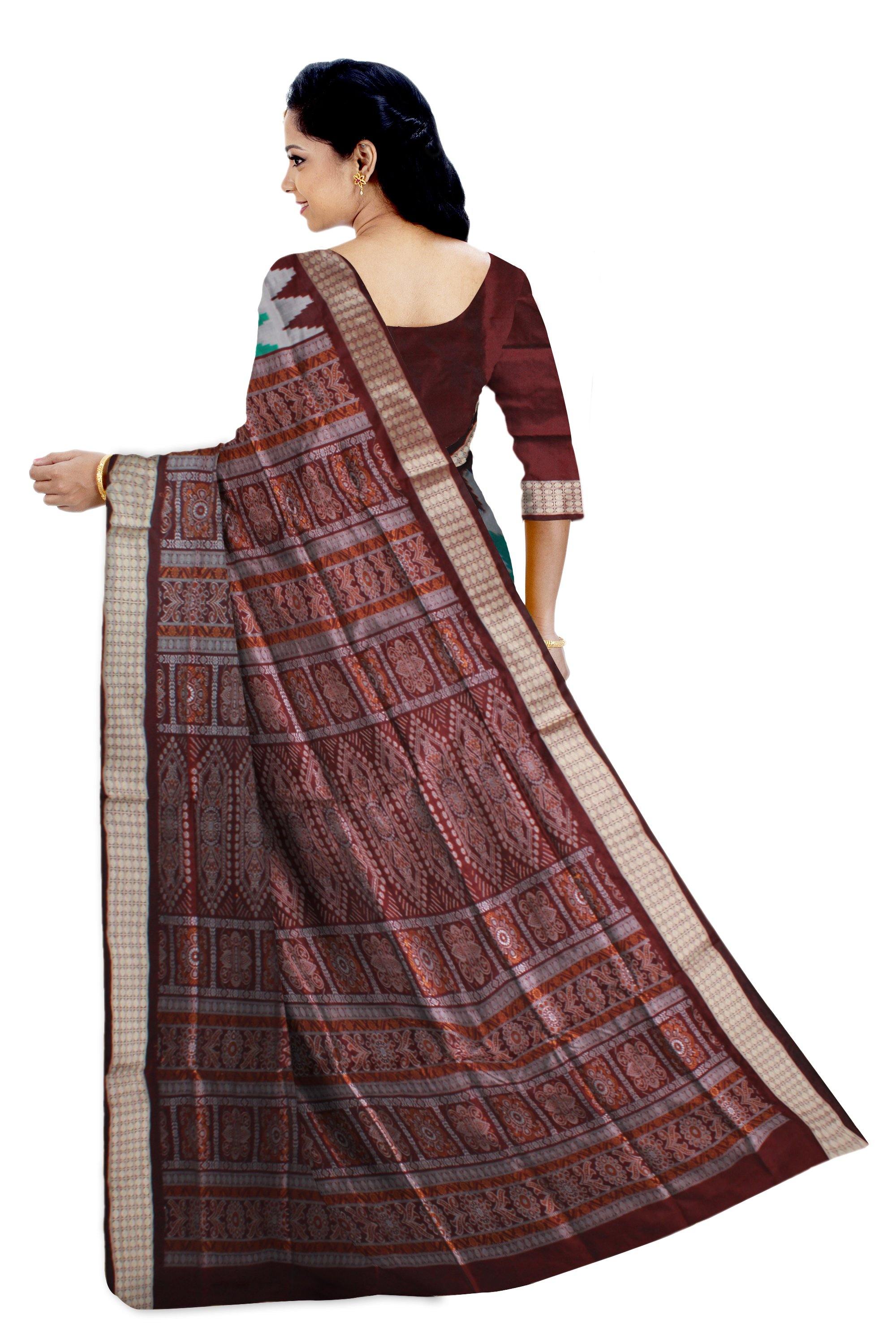 Green color Buti pattern pata saree Green color Buti pattern pata saree with blouse piece - Koshali Arts & Crafts Enterprise