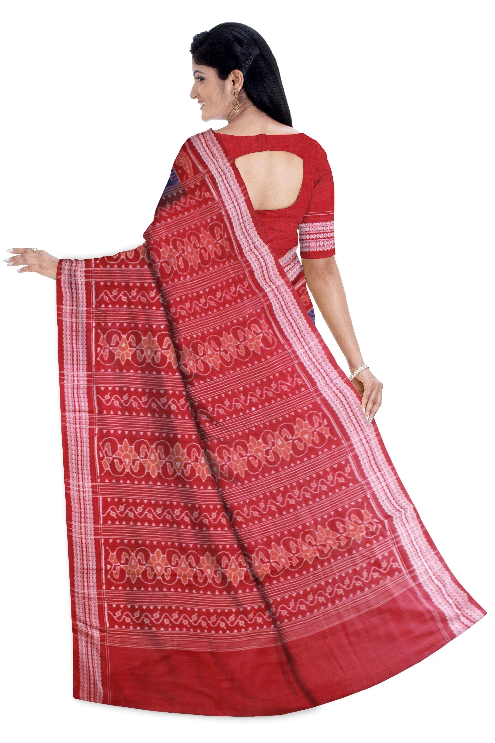 Blue Color Birds print Cotton Ikat saree, Available with blouse piece. - Koshali Arts & Crafts Enterprise