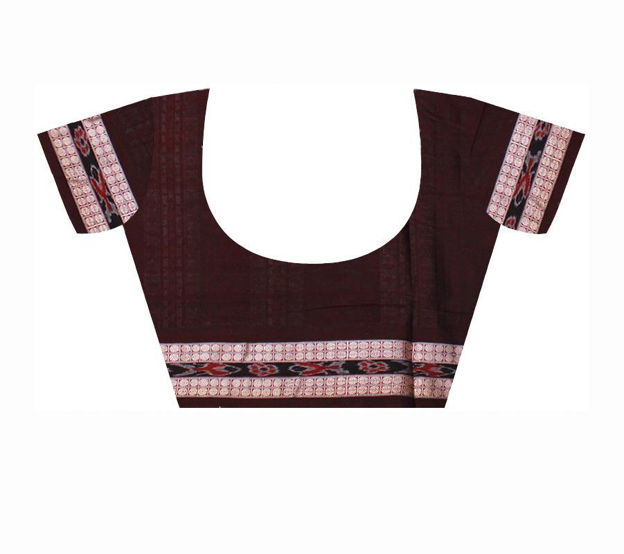 Maroon color Peacock print cotton saree with blouse piece - Koshali Arts & Crafts Enterprise