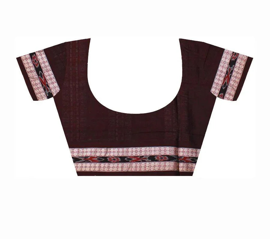 Maroon color Peacock print cotton saree with blouse piece - Koshali Arts & Crafts Enterprise