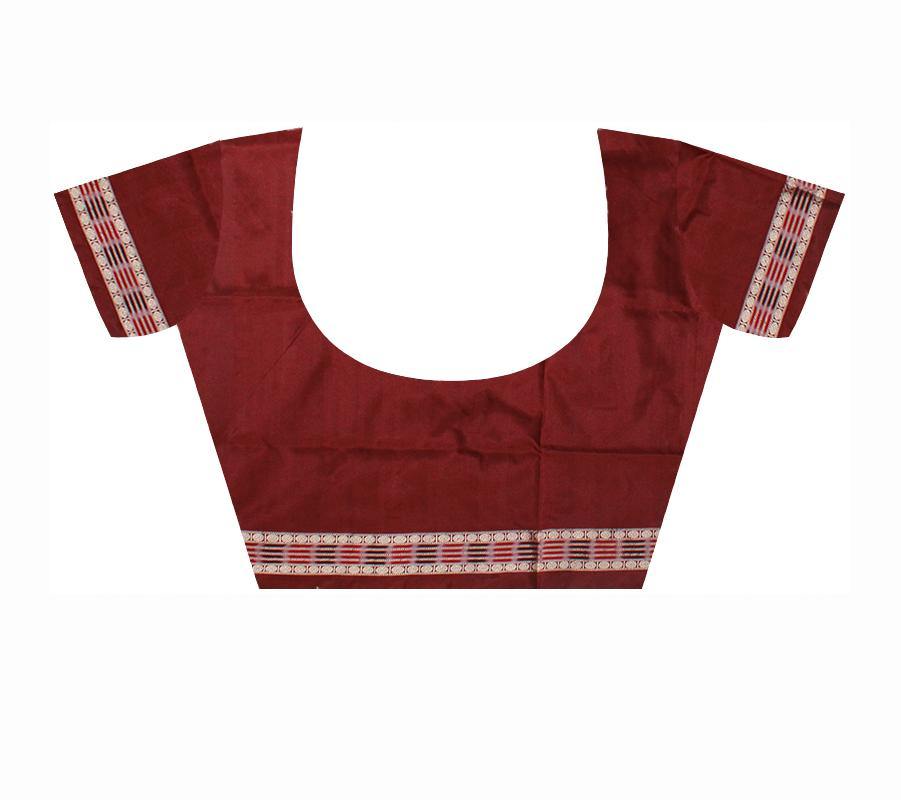 Silver and Brown color peacock print Pata saree with blouse piece - Koshali Arts & Crafts Enterprise