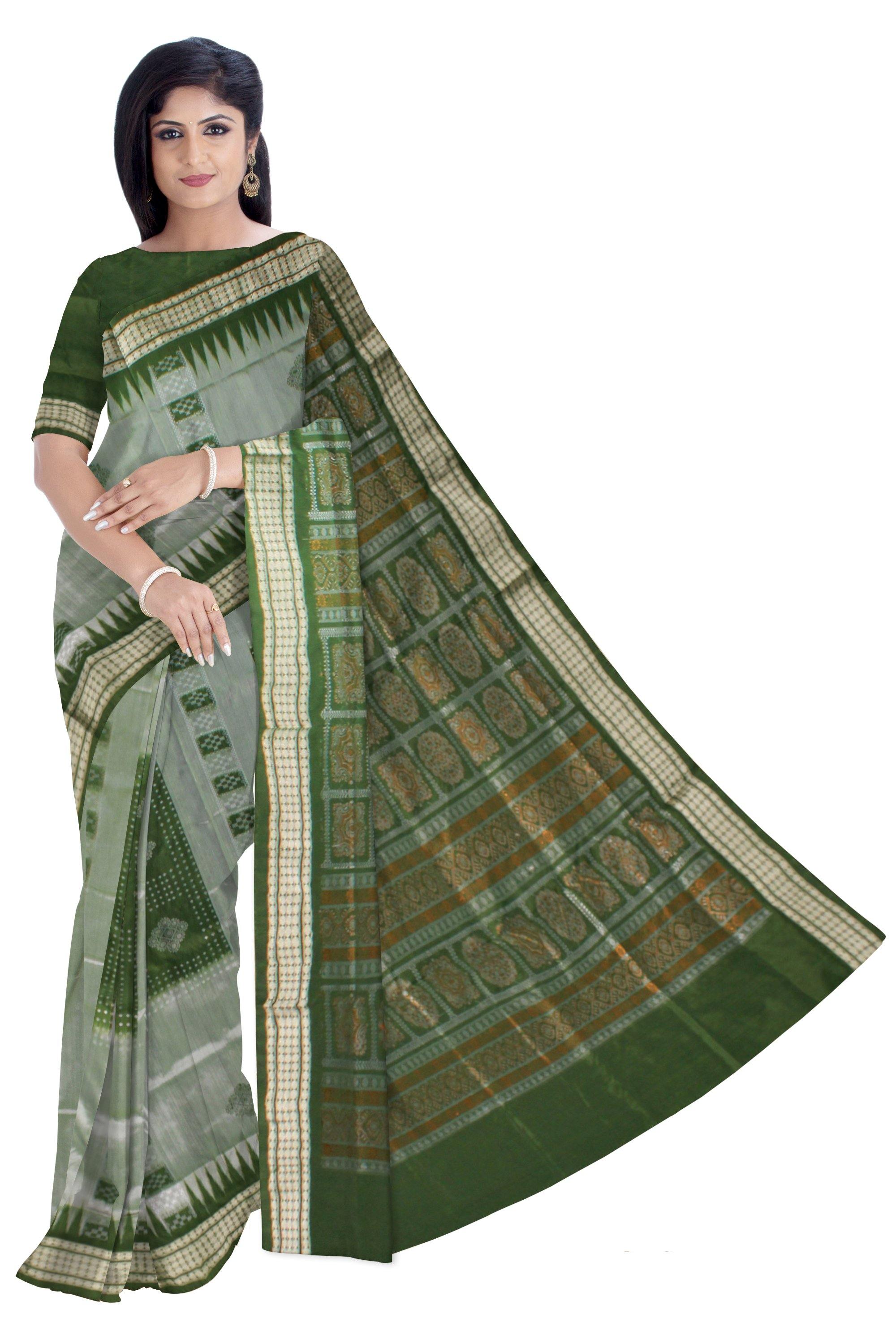 Green color Pasapali Pata saree with blouse piece - Koshali Arts & Crafts Enterprise